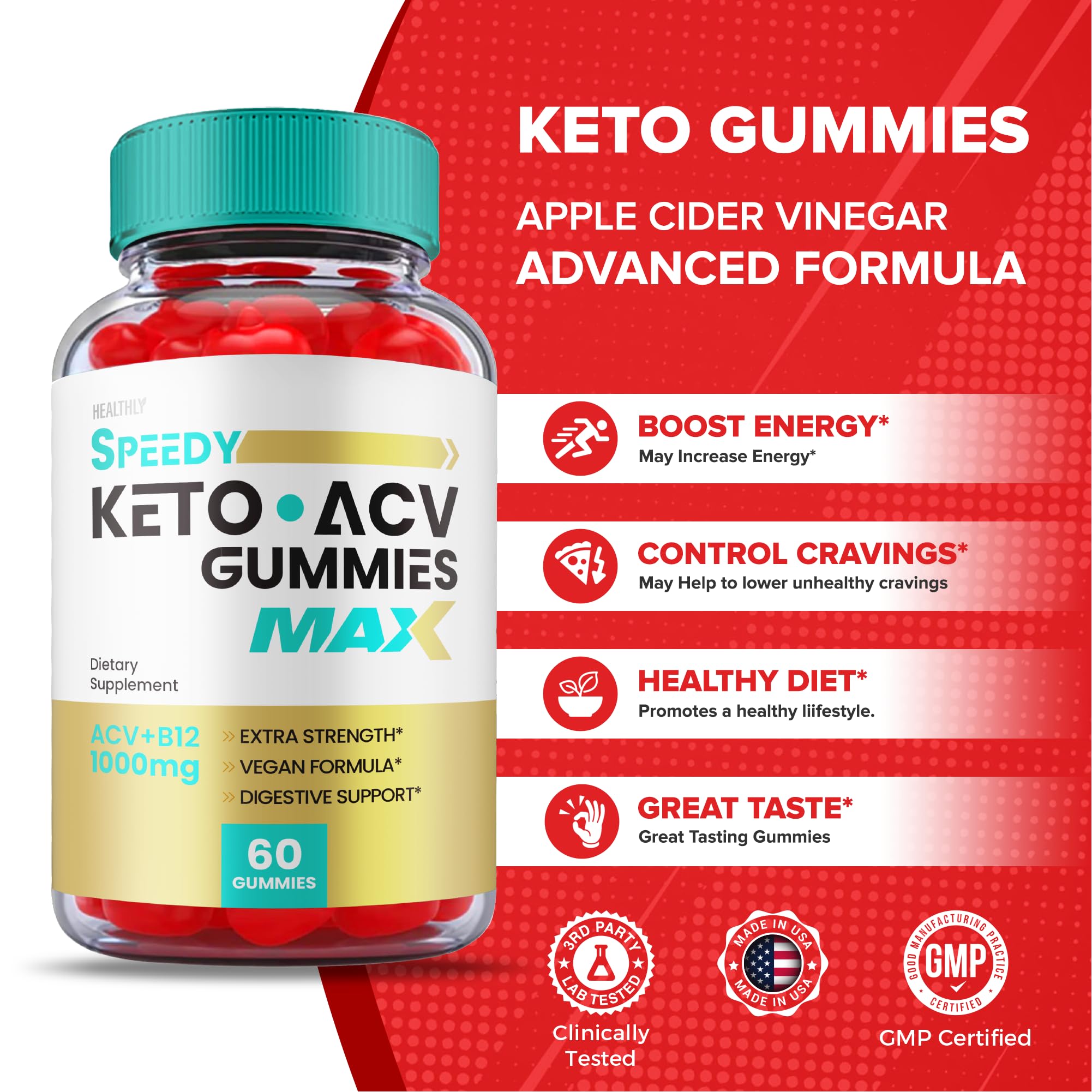 (5 Pack) Speedy Keto ACV Gummies Maximum Strength, Speedy Keto Plus ACV Gummies